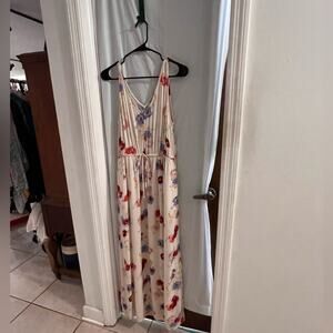 Lucky brand cream floral print tank maxi dress size medium boho cottagecore